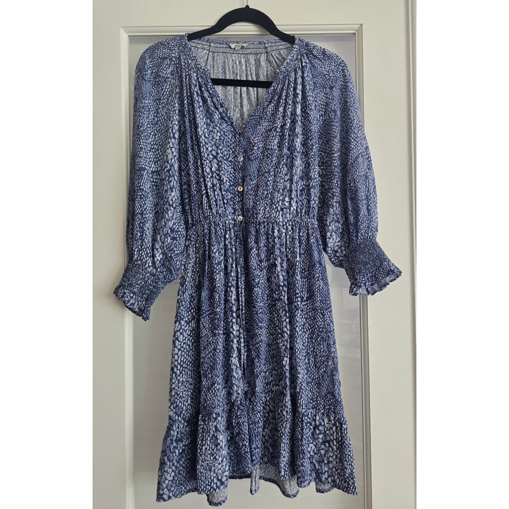 Rails Dress Eliza Navy Python Print Blue White Long Sleeve Casual Mini‎ Small